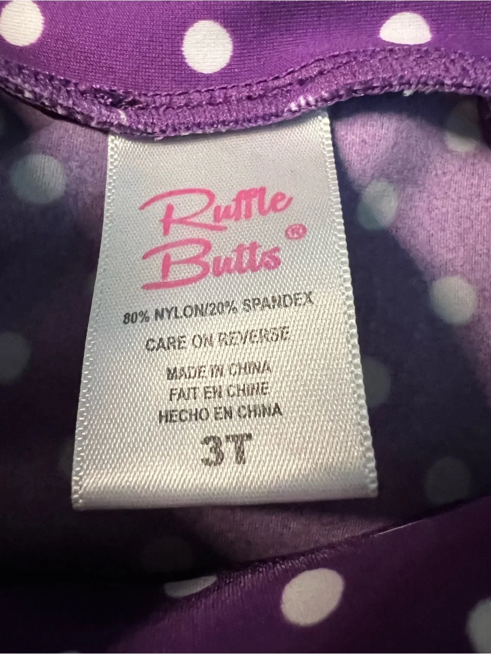 Ruffle Butts Purple & White Polka Dot Girls' 2 Piece Swim Set Size 3T
